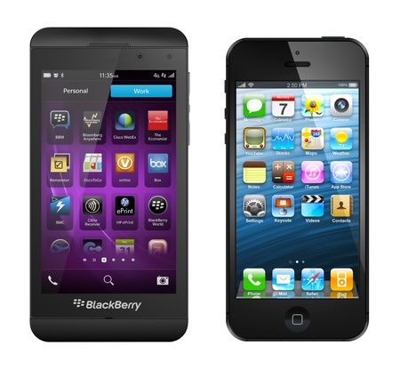 BlackBerry Z10 and iPhone 5