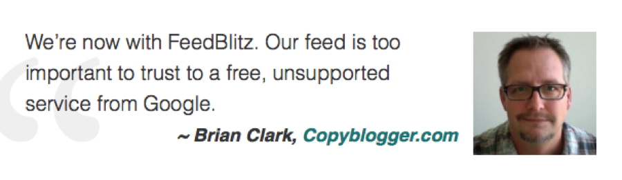 Brian Clark's FeedBlitz testimonial